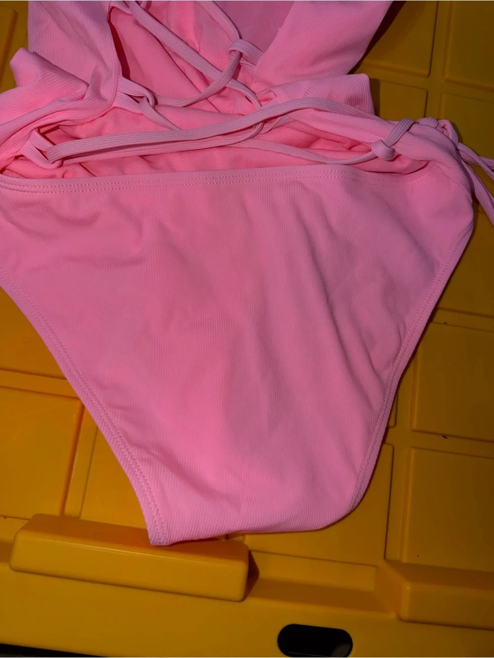 Women’s Neon Pink One-Piece Swimsuit — Sleek Strappy Back